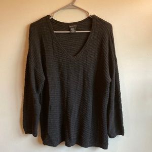 Calvin Klein Womens XL Black V-Neck Textured Sweater